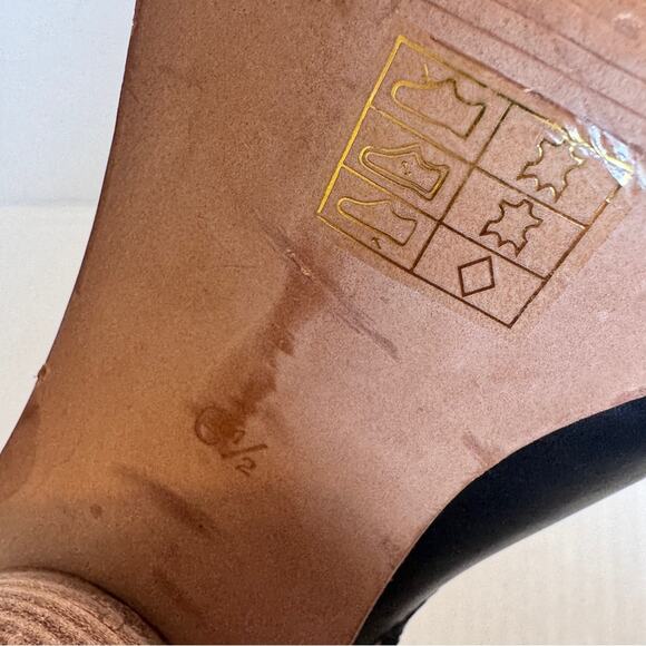 Madewell Black Leather Peep Toe Heels Women’s 6.5 Chunky Fall Slingback Sandals - Picture 5 of 9